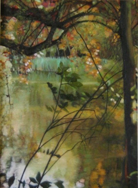 Wild Pond at Shipton under Wychwood, Oil Painting by Penelope Fulljames