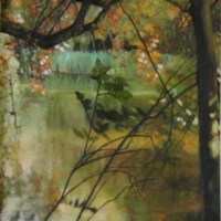 Wild Pond at Shipton under Wychwood, Oil Painting by Penelope Fulljames